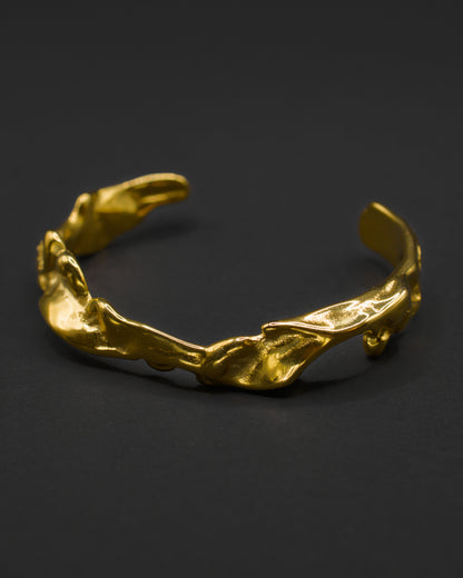 18k gold plated 316L stainless steel organic melted cuff bracelet