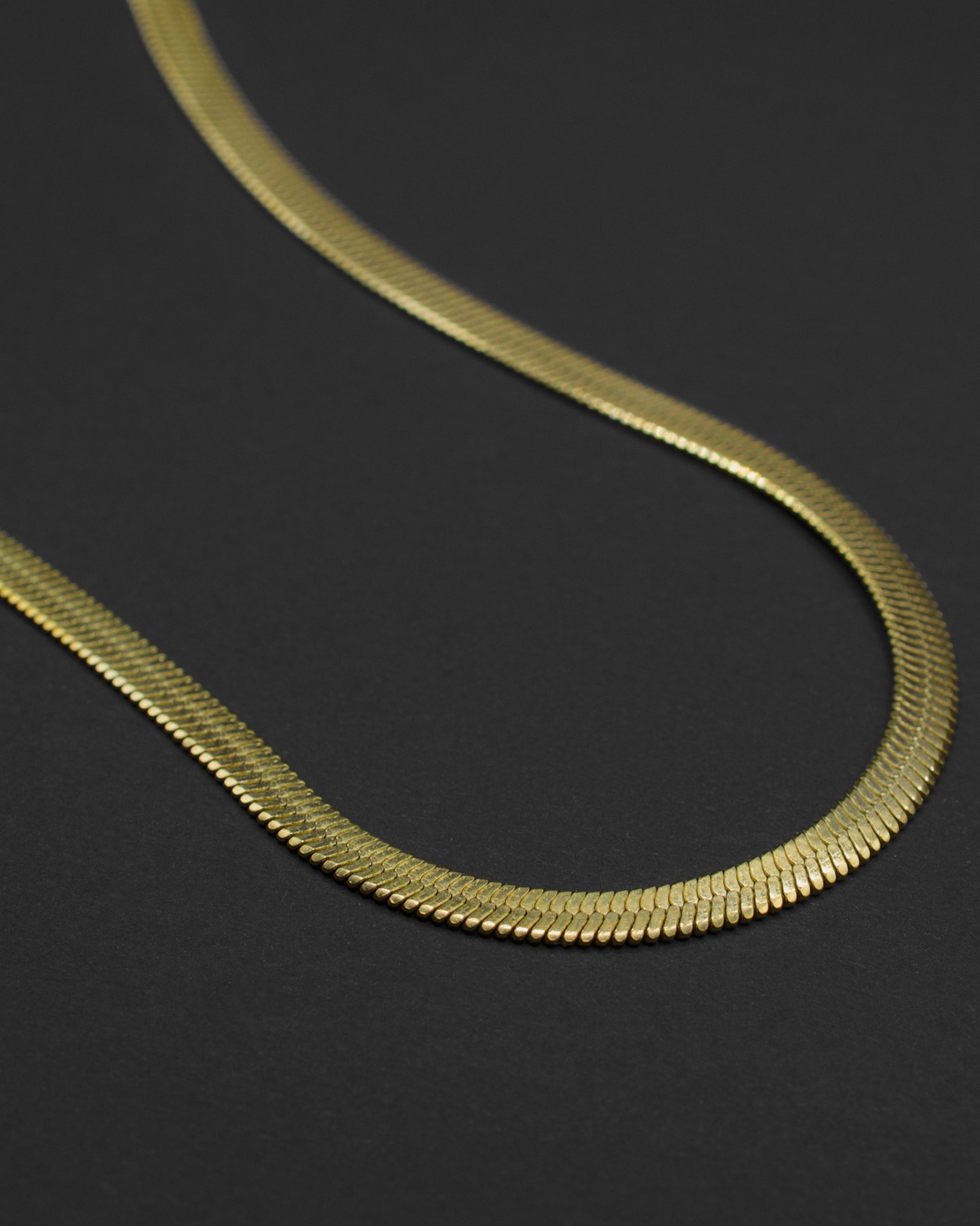 Snake Chain smooth flat necklace in 18k gold plated 316L stainless steel