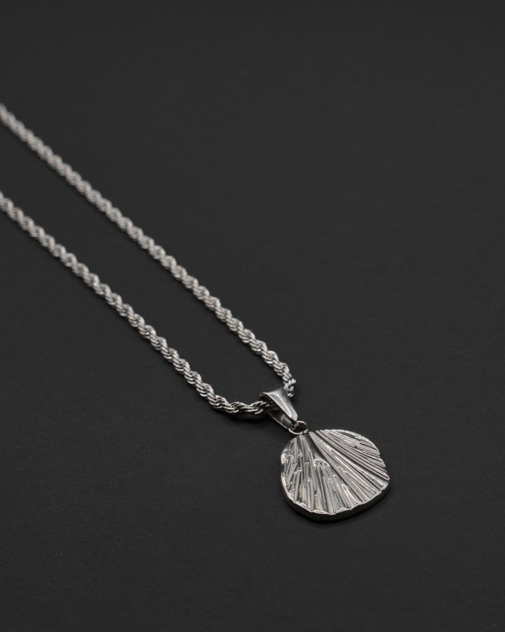 Fragment Necklace irregular texture fragment pendant and rope chain in 316L Stainless Steel