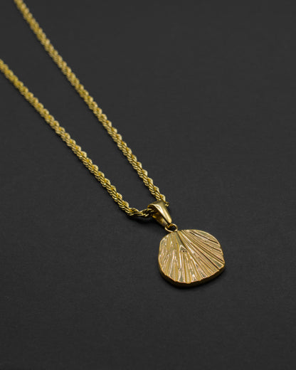 Fragment Necklace irregular texture fragment pendant and rope chain in 316L Stainless Steel (18k gold plated)