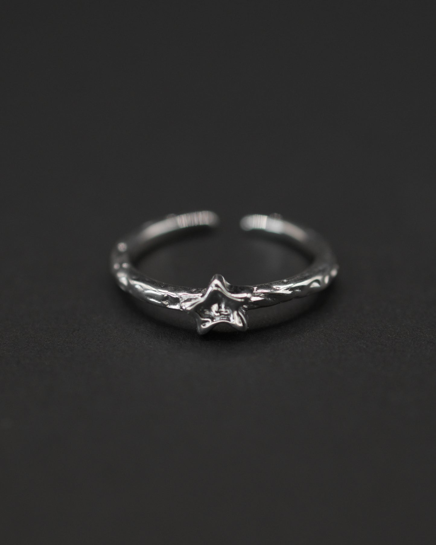 Polaris Star Ring in 925 Sterling Silver with organic irregular texture - SOMBRA Jewellery.