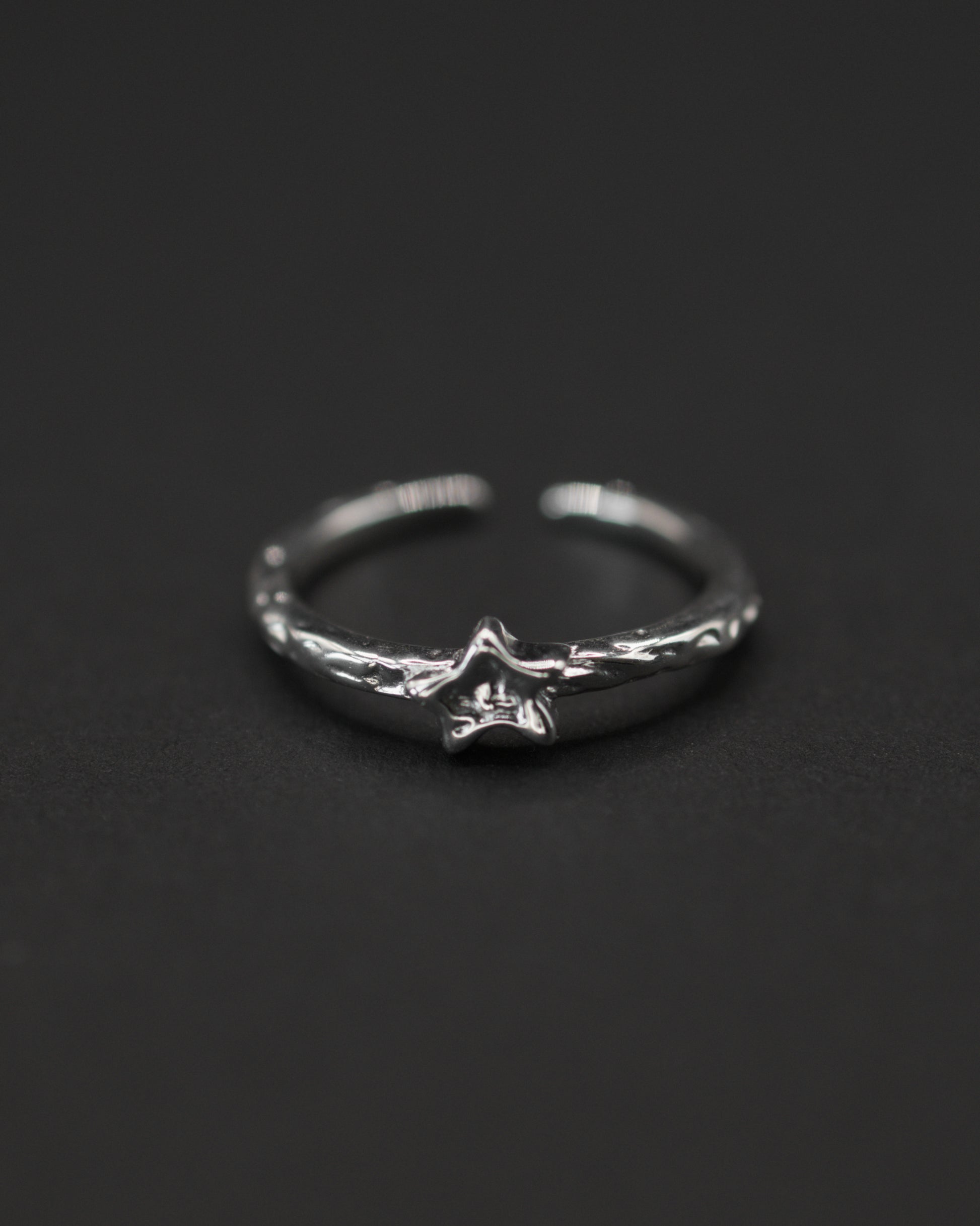 Polaris Star Ring in 925 Sterling Silver with organic irregular texture - SOMBRA Jewellery.