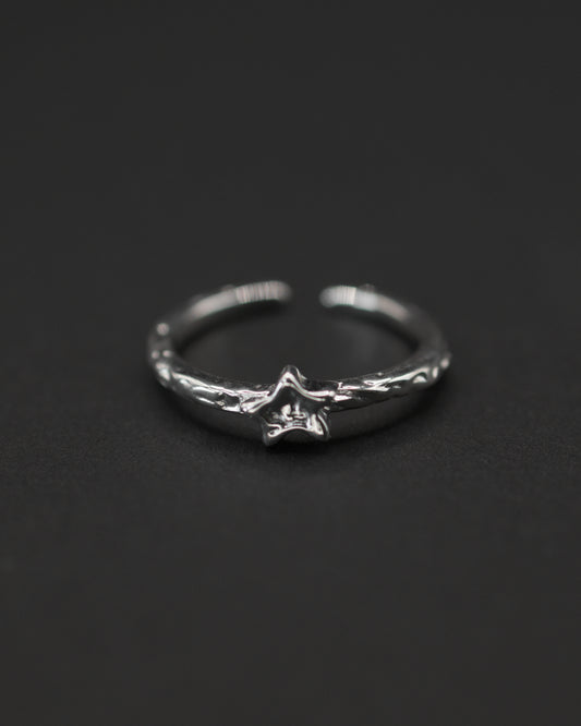 Polaris Star Ring in 925 Sterling Silver with organic irregular texture - SOMBRA Jewellery.