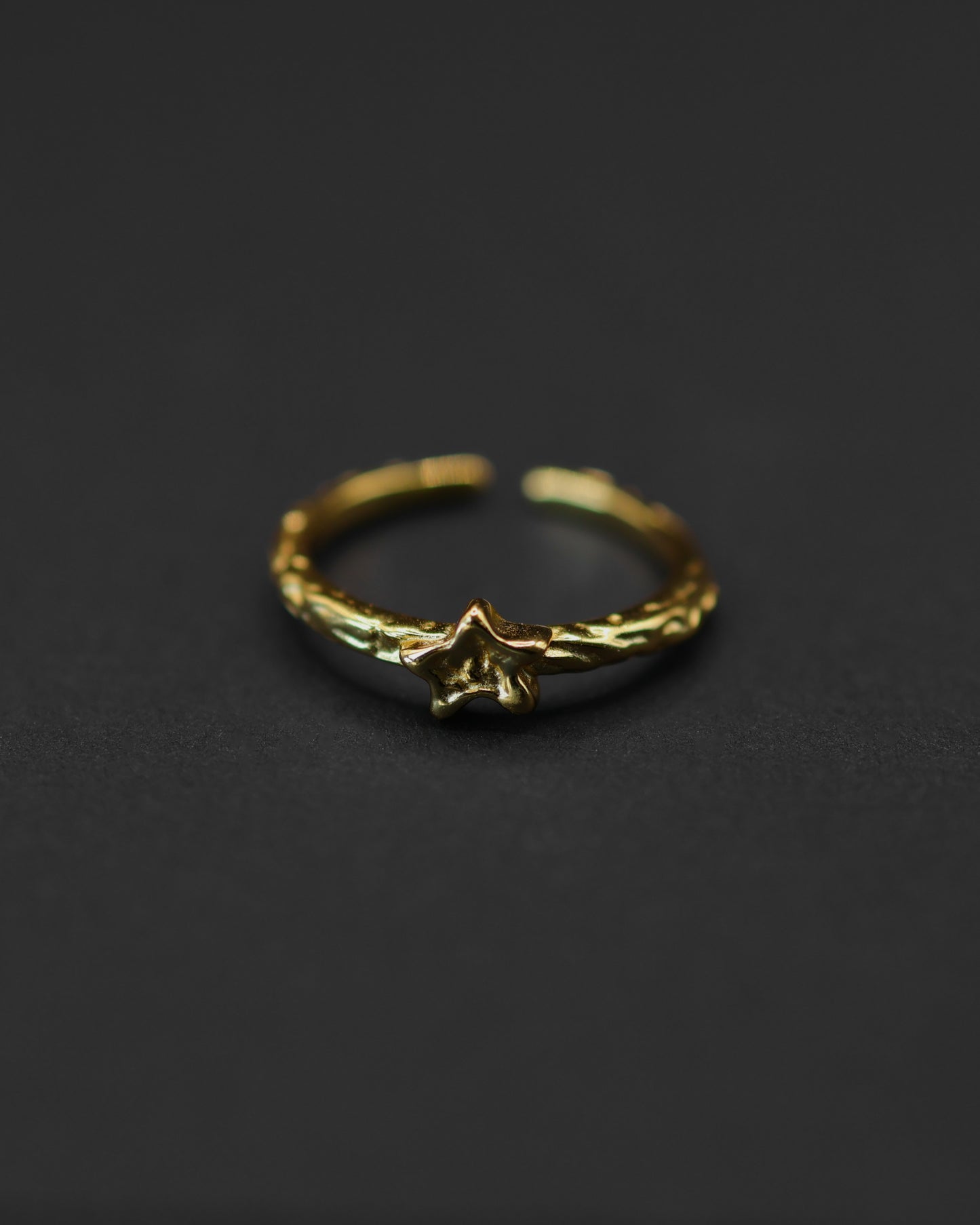 Polaris Star Ring in 18k gold plated 925 Sterling Silver featuring a celestial star design.